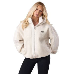 Veste Sherpa neutre pour femme, entièrement zippée, à capuche, en polaire douce et moelleuse, manteau d'hiver confortable, décontracté et tendance, pour superposer - Product Image 1
