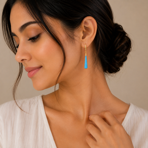 Howlite 57 To 58mm With Zircon Elongated <b>Drop</b> Shape Ear Wire 925 Sterling Silver 18K Gold Plated Earrings - Product Image 6