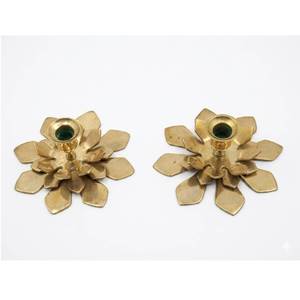 Support de bougie en métal argenté en forme de lotus pour table, cheminée, décoration de mariage, centre de table, ou occasion festive - Product Image 4