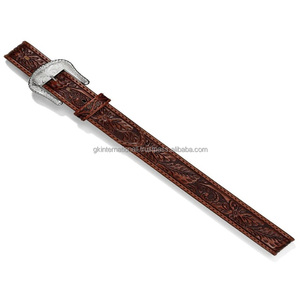 Ceinture en cuir marron pleine fleur personnalisée pour hommes, style western, avec gravures florales sculptées à la main, ceinture de cowboy en cuir repoussé, vente en gros - Product Image 1