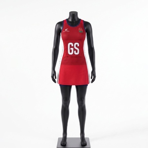 Vestido de Netball Personalizado para Mujer, Rojo y Blanco, Impresión por Sublimación GS, Elástico en Cuatro Direcciones, Ecológico, Sin Mangas, Transpirable, Uniforme para Adultos - Product Image 3