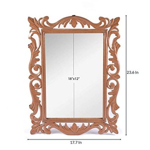 Walnut Wood Carved Statement Mirror | Handcrafted Transitional Design | Wholesale - Product Image 4