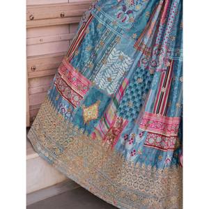 Ensemble Lehenga Choli en Chinon brodé Dori bleu ciel royal avec dupatta - Product Image 1