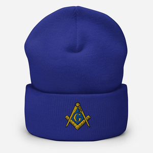 Bonnet franc-maçon, symbole maçonnique brodé, bonnet à revers, cadeau maçonnique, plusieurs couleurs, bonnets tricotés personnalisés - Product Image 1