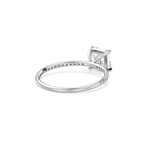 Anillo de Compromiso REYES con Diamante Cuadrado Esmeralda Elegante Cultivado en Laboratorio en Oro Blanco Sólido de 14K, Diamante HPHT CVD, Joyería para Regalo de Boda - Product Image 4