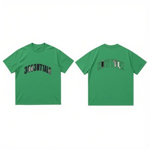 Camiseta de algodón de corte regular para hombre con estampado de letras en la parte delantera y trasera, cuello redondo, manga corta, estilo casual - Product Image 3