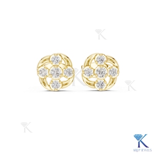 ต่างหูเพชรเลี้ยงในห้องปฏิบัติการทรงกลุ่มถักแบบปม ทองคำแท้ 18K ประดับเพชรทรงเหลี่ยม งานละเอียดอ่อน เครื่องประดับสำหรับผู้หญิง ของขวัญวันครบรอบแต่งงาน - Product Image 4