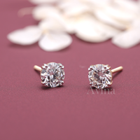 Boucles d'oreilles solitaires en diamant de laboratoire certifié IGI, taille ronde, or rose/jaune/blanc 9 carats