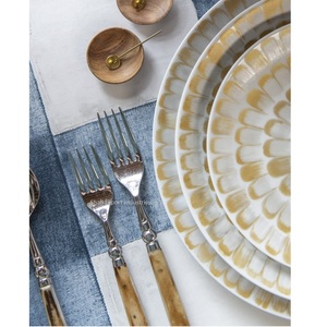 Juego de cubiertos de acero inoxidable plateado con mango de hueso antiguo para alquiler en bodas, vajilla duradera para mesa, juego de cubiertos. - Product Image 4