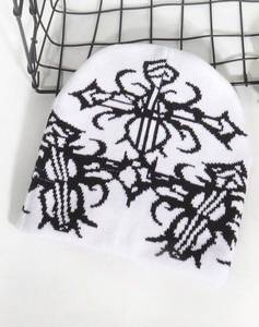 Bonnet d'hiver unisexe en tricot jacquard 100% acrylique, style Y2K, uni, pour usage quotidien en extérieur, coupe basse - Product Image 6