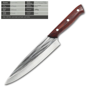 Cuchillo de Chef Forjado a Mano de 7.5 Pulgadas con Mango de Acero Inoxidable, Alta Dureza, Cuchillo de Cocina para Pescado, Cuchillo de Cocina con Mango de Madera de Ramas Ácidas - Product Image 6