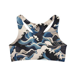 Sujetador deportivo de yoga para mujer, con logo personalizado, ecológico, tallas grandes, a prueba de golpes, de alto soporte, estilo deportivo, con contraste de color, para gimnasio, sin ajuste, doble. - Product Image 6