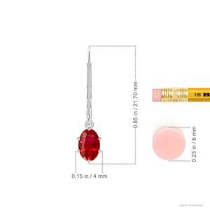 ต่างหูรูปไข่ประดับทับทิมสีแดงทองคำ 14k แบบ Leverback ต่างหูแบบห้อยประดับพลอยสีแดงคลาสสิก เครื่องประดับประจำเดือนกรกฎาคม - Product Image 2