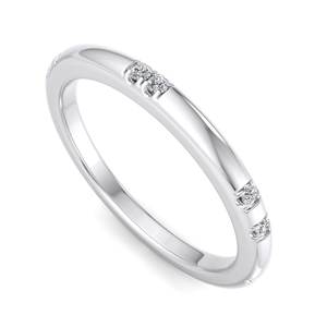 Bague d'éternité minimaliste en or rose de luxe sertie de diamants, coupe brillante ronde, empilable, bijoux de mode pour femmes - Product Image 3