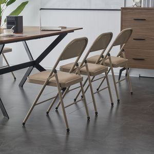 4 pz eleganti sedie in ferro e PVC pieghevoli marrone chiaro per convegni ed esposizioni per attrezzature per fiere - Product Image 2