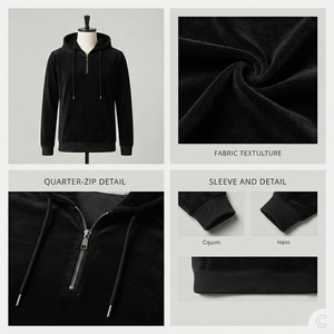 Wholesale Custom 100% Cotton Fleece Zipper Skinny Pullover Hoodie Men Plain Regular Fit Sweat Suit Digital Printing Embroidered - Product Image 4