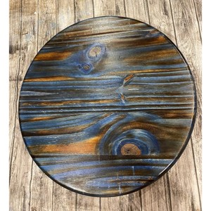 Plateau rotatif rond en bois tendance, design Wabi-Sabi fait main, motif rayé, surface artistique - Product Image 4