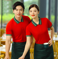 Chemise en polyester, uniforme d'hôtesse de restaurant, col à revers, uniforme de responsable de restaurant à manches courtes, polo