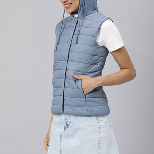 Gilet matelassé léger sans manches personnalisé pour femme, coupe courte, imprimé léopard, col en V, ajoutez votre logo de marque, imperméable, idéal pour l'hiver - Product Image 5