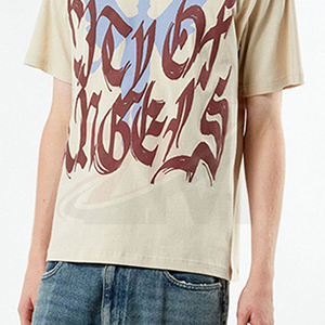 Camiseta estampada City Of Angels para hombre, camiseta informal de algodón de manga corta con cuello redondo y ajuste regular con logotipo frontal con estampado de letras - Product Image 3
