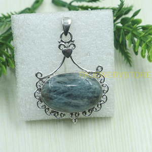 Colgante de Aguamarina Hecho a Mano, Plata de Ley 925, Filigrana Vintage, Gema Ovalada, Collar, Amuleto, Joyería, Regalo para Mujer, Unisex - Product Image 6