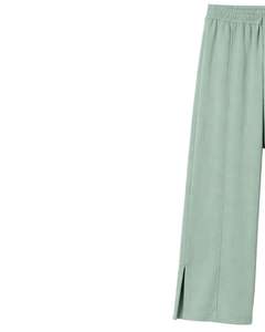 Pantalones Deportivos Anchos de Color Verde Salvia para Mujer, Cintura Elástica, Corte Holgado Informal, Pierna Recta, Suaves y Cómodos para Estar en Casa - Product Image 3