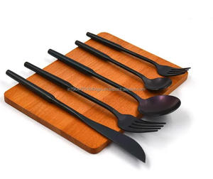 Meilleure vente moderne lourd noir épaissi manche rond 18/10 5 pcs ensemble de couverts - Product Image 6