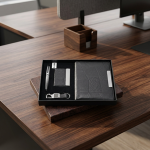 Combo de Regalo Ejecutivo con Cuaderno A5, Bolígrafo Magnético de Metal, Porta Tarjetas y Llavero de Cuero Sintético para Profesionales Corporativos - Product Image 2