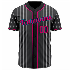 Maillot de baseball unisexe personnalisé noir à rayures blanches imprimées, sublimation, léger et respirant, vente en gros - Product Image 3
