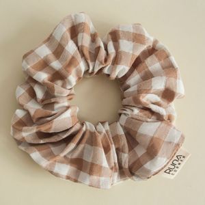 Chouchou de luxe 100 % coton prélavé, couleur unie, doux, écologique, élastique, accessoire capillaire de haute qualité, décontracté - Product Image 1