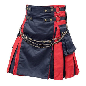Kilt écossais moderne pour homme, style utilitaire, rouge et noir, avec chaîne antique, collection 2026 - Product Image 3