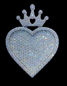 Pendentif Breloque Couronne Personnalisée en Argent 925 Entièrement Sertie de Moissanite Ronde Certifiée de Luxe Style Hip Hop pour Hommes et Femmes - Product Image 6