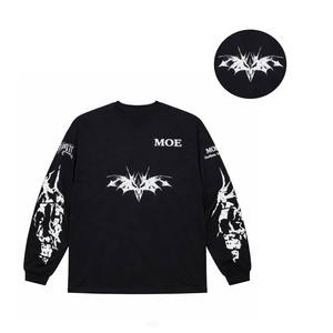 Camisetas estampadas para hombre, de algodón, manga larga, estilo oversize, para hombre, estilo urbano, con diseño de logotipo personalizado, fabricación. - Product Image 3