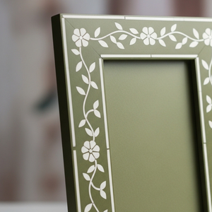Handcrafted Beige Bone Inlay Photo Frame with Floral <b>Vine</b> Design Luxury Decorative Picture Frame for Home & Office Decor - Product Image 3