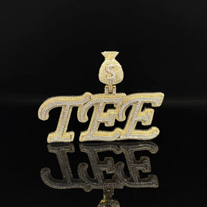 Collier Pendentif Hip Hop en Alliage Plaqué Or avec Diamants Sertis, Style Fashion King - Product Image 1