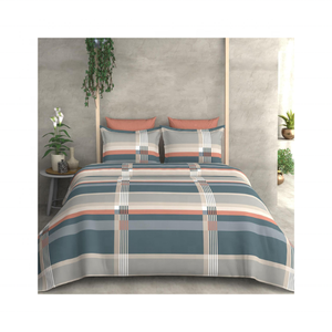 GOTS Certified 100% Cotton Geometric Checked Embroidered Bedspread 270gsm Soft Durable King Made India Available Bulk Orders - Product Image 1