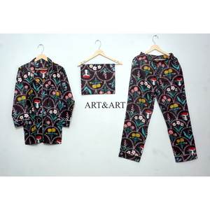 ชุดนอนผ้าฝ้ายแท้ 100% ลายดอกไม้สุดหรูสำหรับผู้หญิง สวมใส่สบายสไตล์ลำลอง แขนยาว ผ้าไม่ทอ เหมาะสำหรับฤดูใบไม้ร่วง ฤดูร้อน และฤดูใบไม้ผลิ - Product Image 6