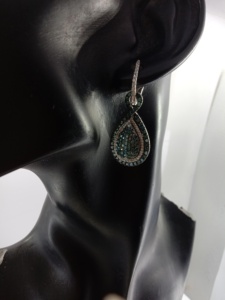 3.76 Cttw Round Cut White Color Enhanced Blue Natural Diamond Teardrop <b>Dangle</b> <b>Earrings</b> for Women 925 Sterling <b>Silver</b>, H-I Color - Product Image 5