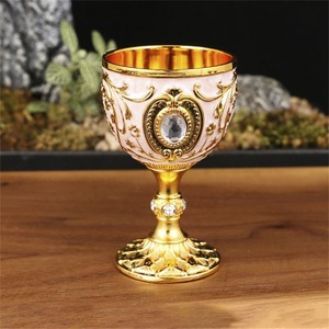Reliable Quality Brass <b>Goblet</b> Set 2Pcs Embossed Rose Design Handmade Wine <b>Glass</b> For Wedding Occasion - Product Image 5