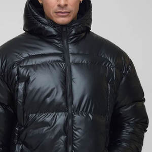 Chaqueta Acolchada Vintage para Hombre al por Mayor, Abrigo Grueso y Cálido Impermeable con Capucha, Chaqueta Varsity con Decoración Estampada - Product Image 3