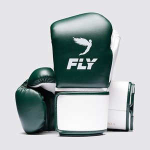 Fly Boxing Gloves Green White Leather <b>Strap</b> Closure Breathable Adult Training Gear Custom Made Sparring Top Quality Boxing Glove - Product Image 1
