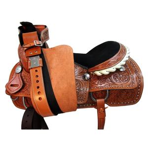 2025 ensemble de selle de dressage occidental de qualité supérieure outillé à la main 100% cuir de vachette durable et confortable en cuir marron pour chevaux - Product Image 2