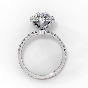 Bague en diamant de laboratoire éclatant, sertie d'un diamant central de 2 carats, de pierres latérales de 0,72 carats et en or massif 10K, 14K, 18K - Product Image 5