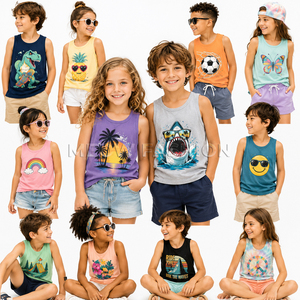 เสื้อกล้ามเด็ก แบรนด์ Bangladesh Stock Lot ผ้าฝ้ายระบายอากาศดี ลายการ์ตูนหลากหลายแบบ เสื้อผ้าเด็กส่วนเกินจากโรงงาน - Product Image 1