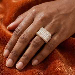 Solid Gold Mens Moissanite Hip Hop <b>Ring</b> Baguette Cluster Anillo <b>Iced</b> Out Luxury Jewelry Regalo Para Hombre - Product Image 3
