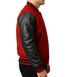 Viral Varsity <b>Jacket</b> Custom Luxury Black <b>Men's</b> Varsity <b>Jacket</b> <b>Leather</b> Sleeves Letterman <b>Jacket</b> Premium Wool Baseball <b>Jacket</b> OEM - Product Image 3