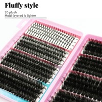 En gros, Livre de faux cils 3D volumineux et épais, 40D-200D, en touffes individuelles, grande capacité, 10-20mm, mixtes et segmentés, pour DIY