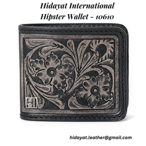 Benutzer definierte Luxus Vintage Hipster Floral Trifold Leder Herren Geldbörse Natürliches Rindsleder RFID Schutz Quaste Short Flower OEM - Product Image 6