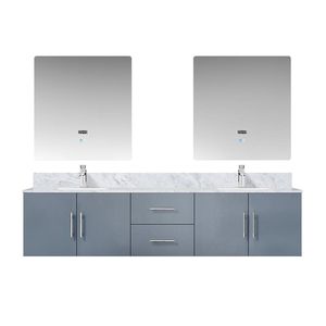 Dark Grey 80 In. W X 22 In. D Double Bath <b>Vanity</b> with Carrara Marble Top and 30 In. LED <b>Mirrors</b> Faucet Set Included - Product Image 1