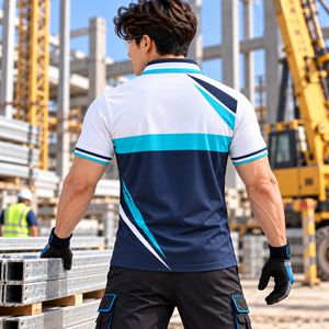 Polo de travail pour hommes, logo personnalisé, manches courtes, uniforme de travail, respirant, séchage rapide, évacuation de l'humidité, chemise de travail - Product Image 2